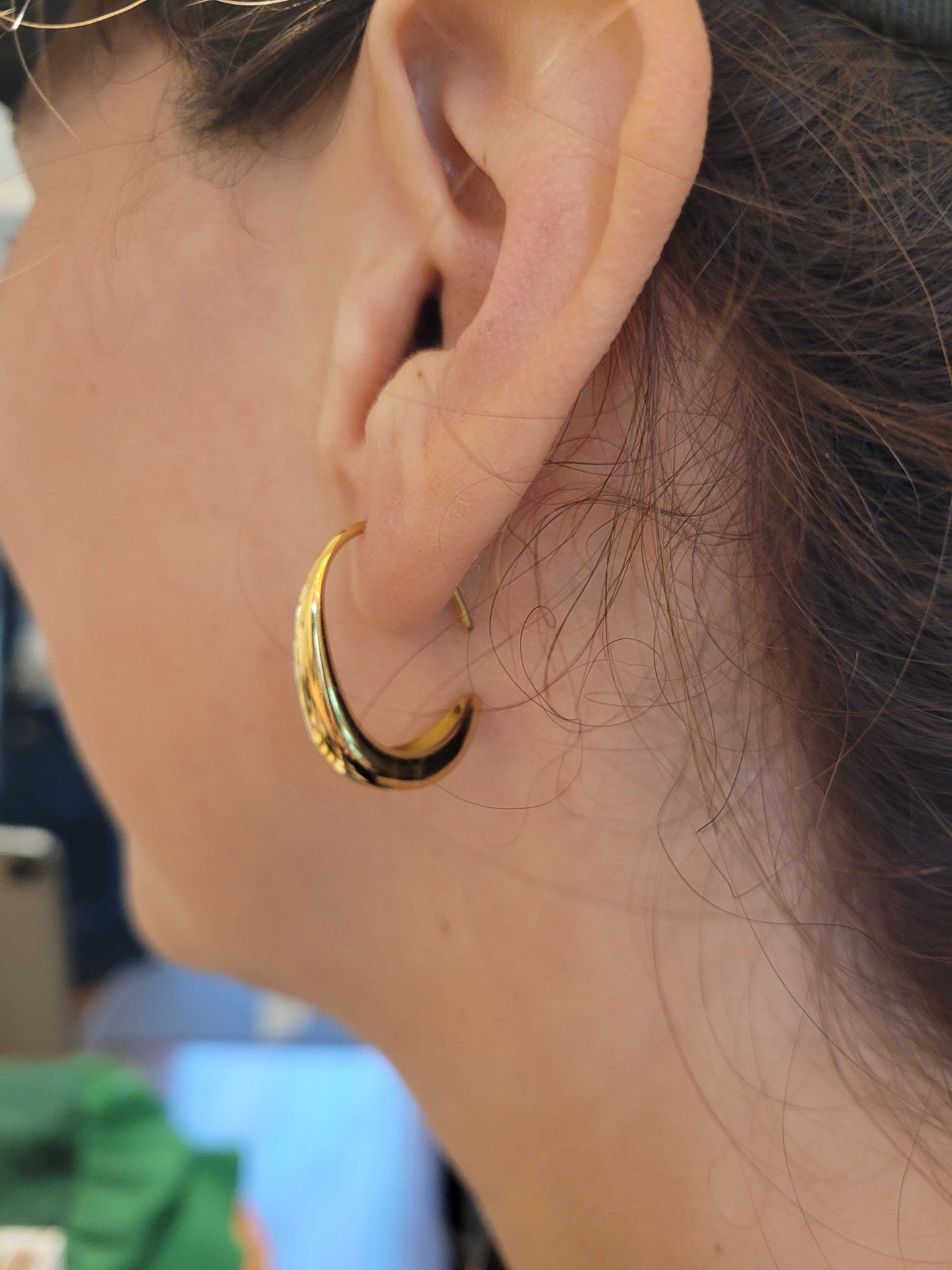 Crescent Moon Thread Drop Earrings