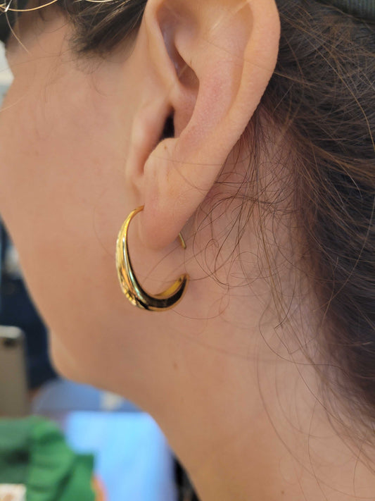Crescent Moon Thread Drop Earrings