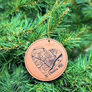 Map of Saint Charles Leather Ornament