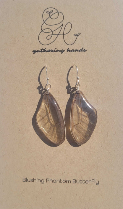 Blushing Phantom Forewing Butterfly Earrings