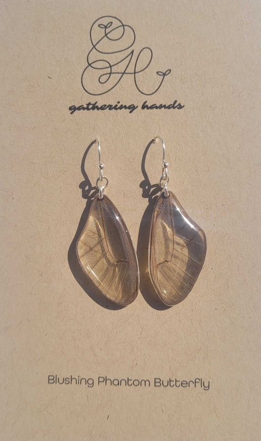 Blushing Phantom Forewing Butterfly Earrings