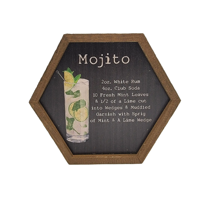 Cocktail Series, Hexagon Wood Sign