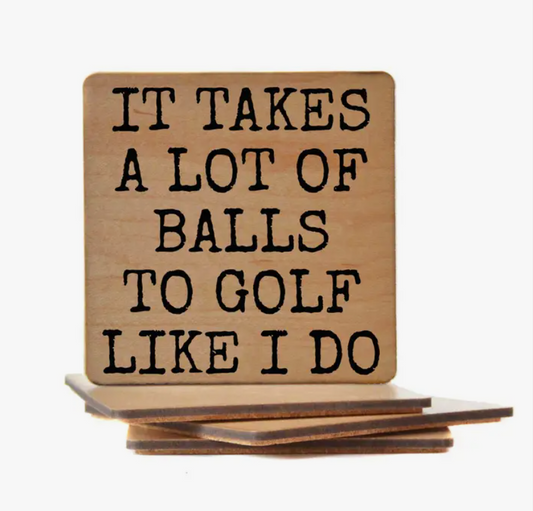 Golf Wood Coaster, 2pk