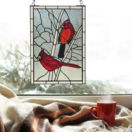 Cardinal Pair Stained Glass