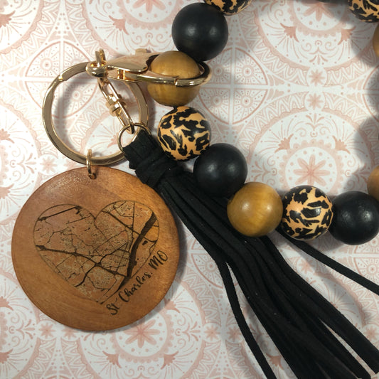 St. Charles Map Beaded Wristlet